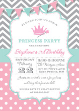 Classy Princess Crown In Pink Birthday Invitations