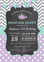 Modern Pink Purple Princess Chalkboard Invitations