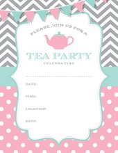 Pink Aqua Grey Tea Party Polka Dots Fill in Invitations