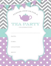 Purple Aqua Grey Tea Polka Dots Fill in Invitations
