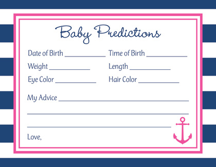 Hot Pink Nautical Baby Shower Fill-in Invitations