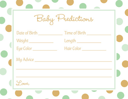 Mint Gold Dots Baby Shower Wish Cards
