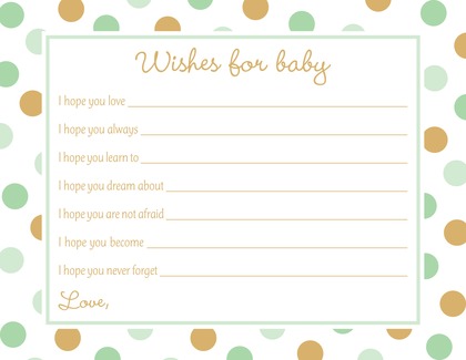 Pink Gold Dots Baby Shower Wish Cards