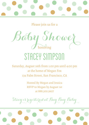 Pink Gold Dots Baby Shower Chevrons Invitation