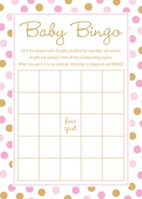 Gold Glitter Graphic Pink Dots Baby Bingo Game