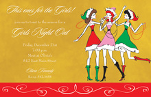 Three Christmas Santa Girls Gold Invitations