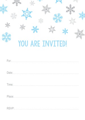 Pink Snowflakes Fill-in Holiday Invitations
