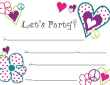 Peace Love Party Fill in White Birthday Invitations