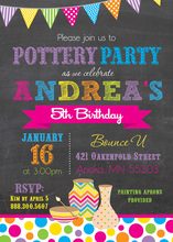 Magenta Pottery Party Chalkboard Invitations