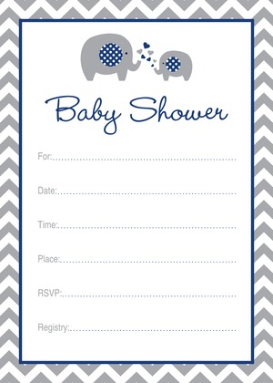 Pink Elephant Baby Shower Fill-in Invitations