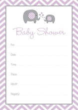 Elephant Girl Baby Shower Invitations
