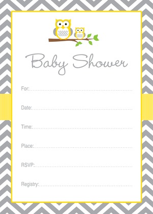 Deep Yellow Adorable Hoot Baby Shower Price Game