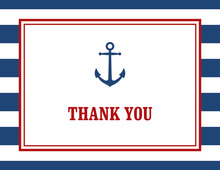 Navy Stripes Anchor Green Nautical Note