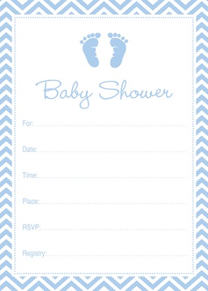 Blue Baby Feet Footprint Baby Shower Wish Cards