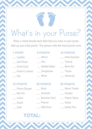 Teal Baby Feet Footprint What's In Your Purse Game