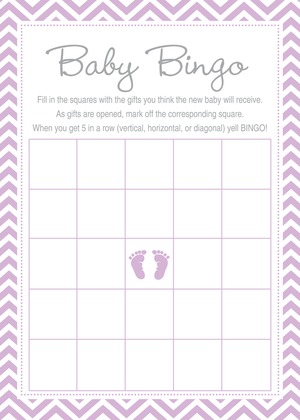 Purple Baby Feet Footprint Baby Shower Advice Cards