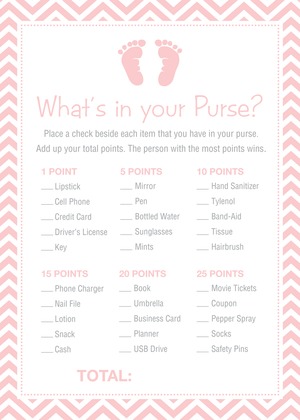 Purple Baby Feet Footprint What's In Your Purse Game