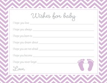 Purple Baby Feet Footprint Baby Shower Wish Cards