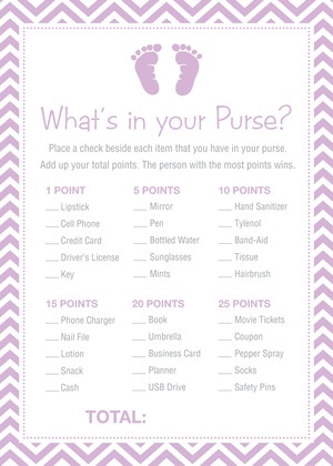Teal Baby Feet Footprint What's In Your Purse Game