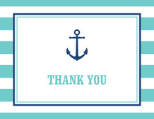 Turquoise Stripes Navy Anchor Nautical Note