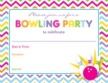 Pink Bowling Party Fill in Invitations