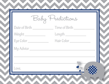 Turquoise Chevron Elephant Baby Prediction Cards