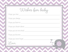 Purple Baby Feet Footprint Baby Shower Wish Cards