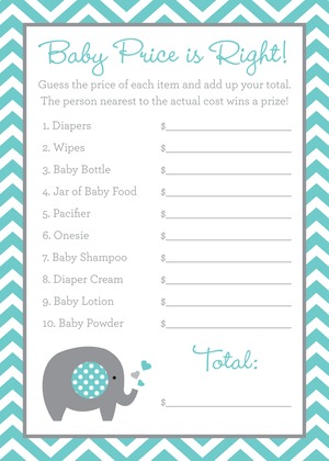 Teal Chevron Elephant Note Cards