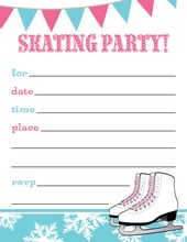 Pink Aqua Ice Skating Party Fill in Invitations