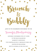 Gold Glitter Graphic Dots Brunch Bubbly Invitations