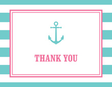 Teal Stripes Anchor Pink Nautical Note