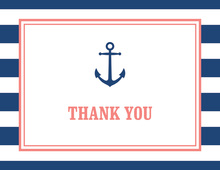 Navy Stripes Anchor Coral Nautical Note