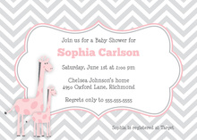 Pink Pattern Giraffe Invitations