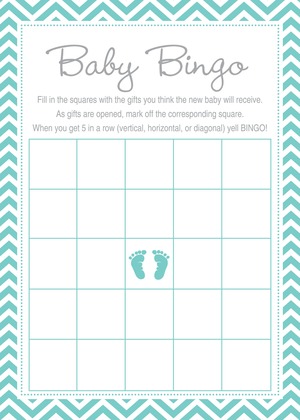 Teal Baby Feet Footprint Baby Wish Cards
