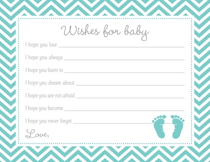 Blue Baby Feet Footprint Baby Shower Wish Cards