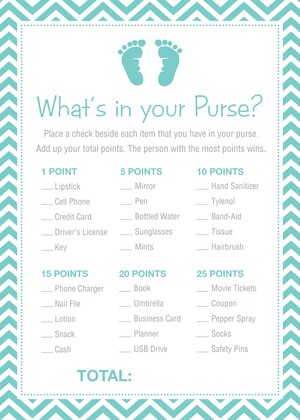 Blue Baby Feet Footprint What's In Your Purse Game