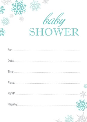Aqua Snowflakes Baby Shower Invitations