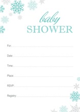 Aqua Snowflakes Fill-in Baby Shower Invitations