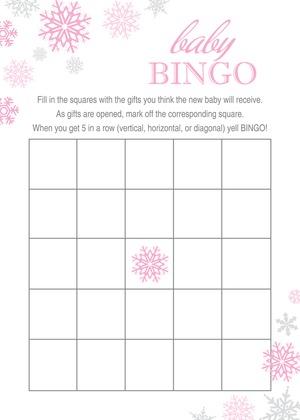 Aqua Snowflakes Baby Shower Bingo Cards