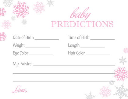 Pink Snowflakes Baby Wish Cards