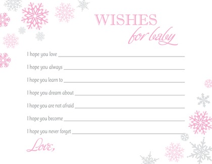 Aqua Snowflakes Baby Wish Cards