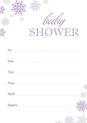 Purple Snowflakes Baby Shower Invitations