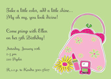 Pink Purse Mint Floral Invitations