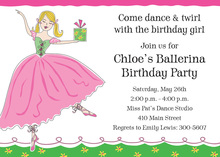 Pretty Ballerina Girl Lime Green Invites