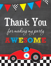Red Race Car Chalkboard Thank You Notes