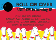 Red Bowling Ball Chalkboard Birthday Invitations