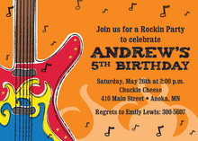 Gray Teen Guitar Birthday Invitations