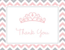 Gold Glitter Graphic Tiara Pink Chevrons Thank You Cards