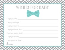 Aqua Bow Tie Baby Wish Cards