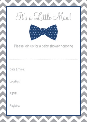 Aqua Bow Tie Baby Shower Fill-in Invitations